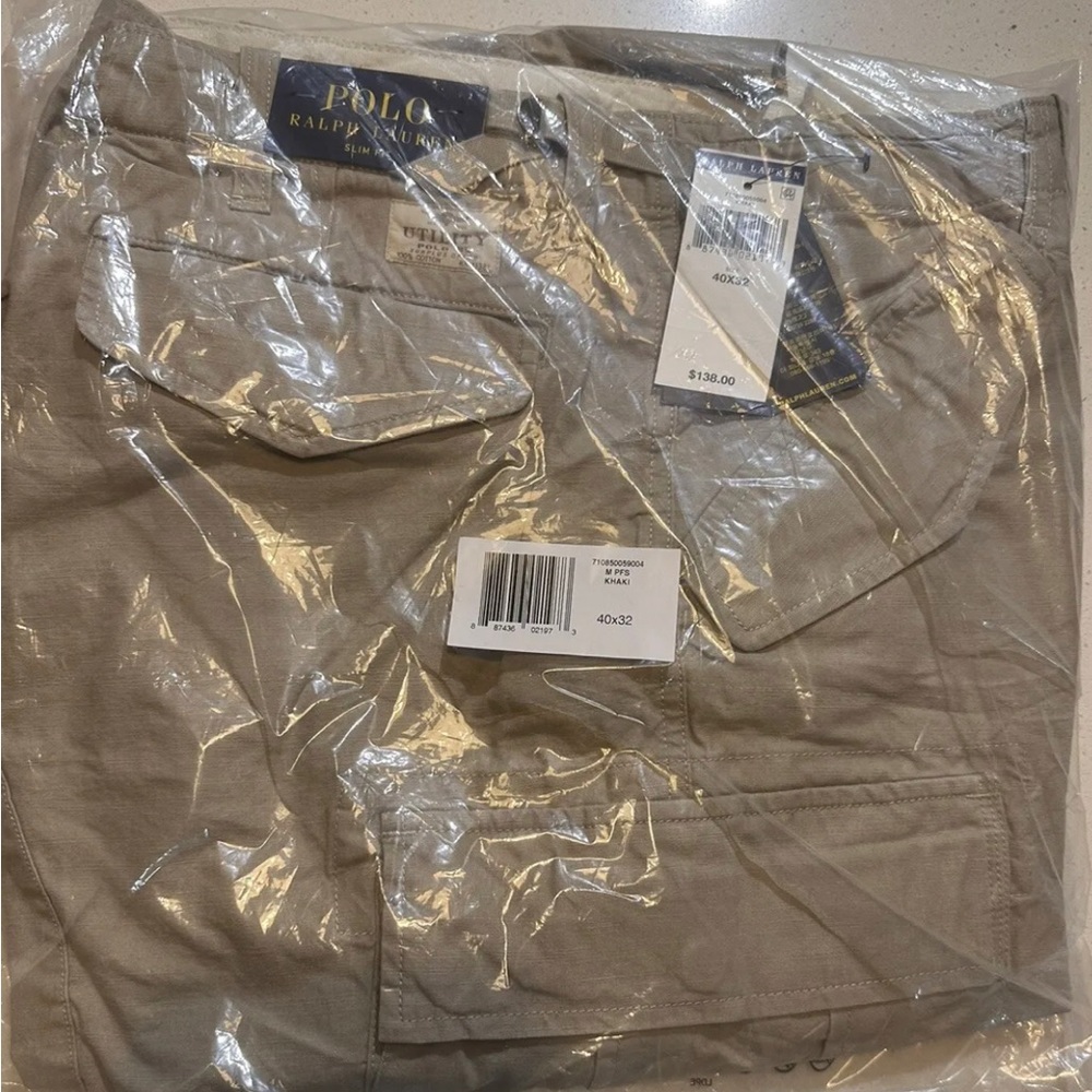 NWT Polo Ralph Lauren Utility Surplus Chino Cargo Pants Slim Fit Khaki 40x32